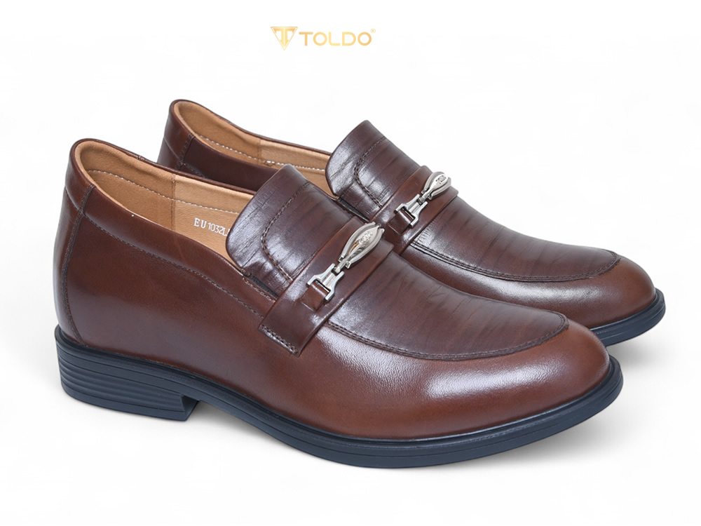 Giày lười cao 8cm da thật đế khâu